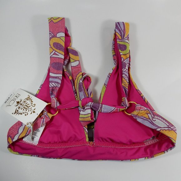 BECCA Rebecca Virtue Psychedelic BIKINI SET Size M Halter Top High Waist Bottom - Picture 12 of 13